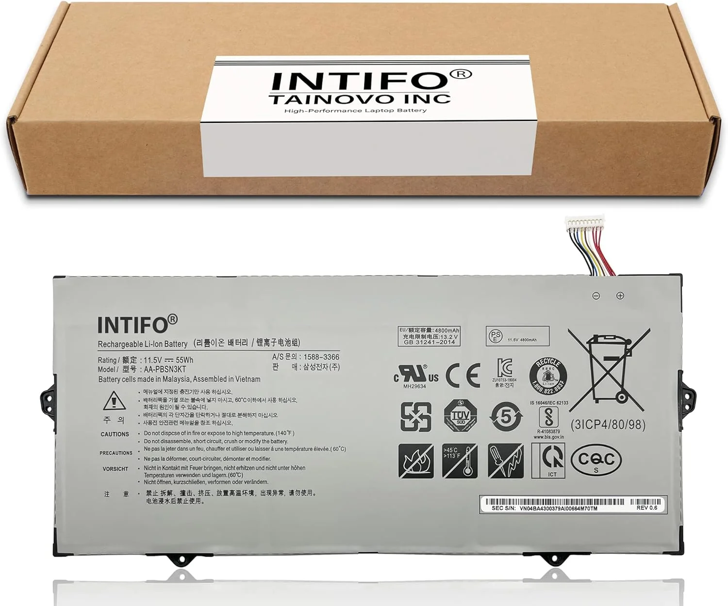 باتری لپ تاپ 55Wh AA-PBSN3KT سازگار با Samsung Notebook 7 NP730XBE-K01 NP730XBE-K02US NP730XBE-K04US NP730XBE-K05US NP930MBE-K01US NP930MBE-K03US [11.5V 4800mAh 3-Cell]