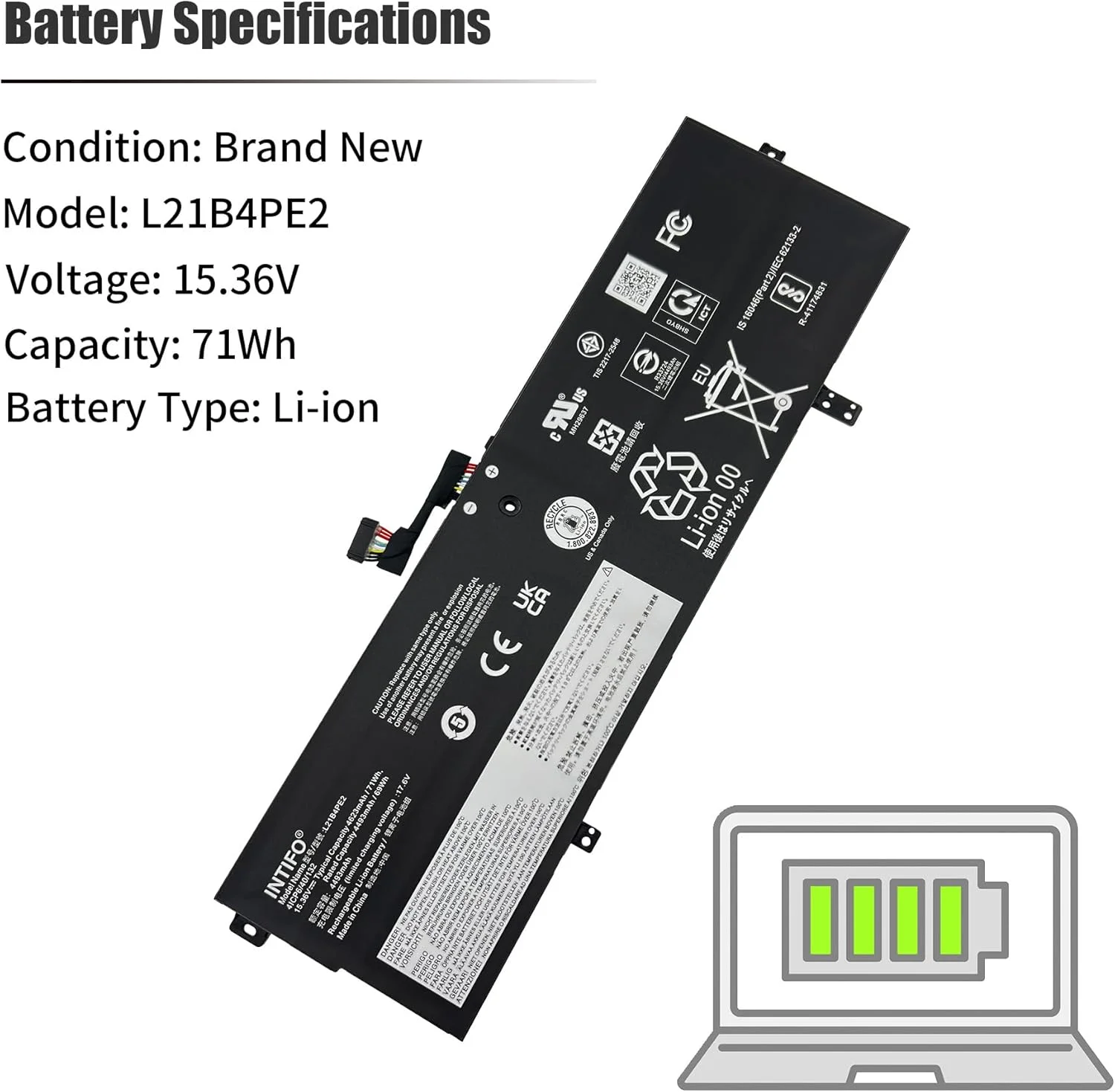 باتری لپ تاپ 71Wh L21B4PE2 سازگار با سری Lenovo IdeaPad Yoga 7-16IAP7 7-14IAL7 7-14ARB7 مدل های L21L4PE0 L21M4PE3 5B11F38379 5B11F38372 5B11F38367 5B11N51726 5B11N51740 5B11N51762 باتری لپ تاپ 71Wh L21B4PE2 سازگار با سری Lenovo IdeaPad Yoga 7-16IAP7 7-14IAL7 7-14ARB7 مدل های L21L4PE0 L21M4PE3 5B11F38379 5B11F38372 5B11F38367 5B11N51726 5B11N51740 5B11N51762