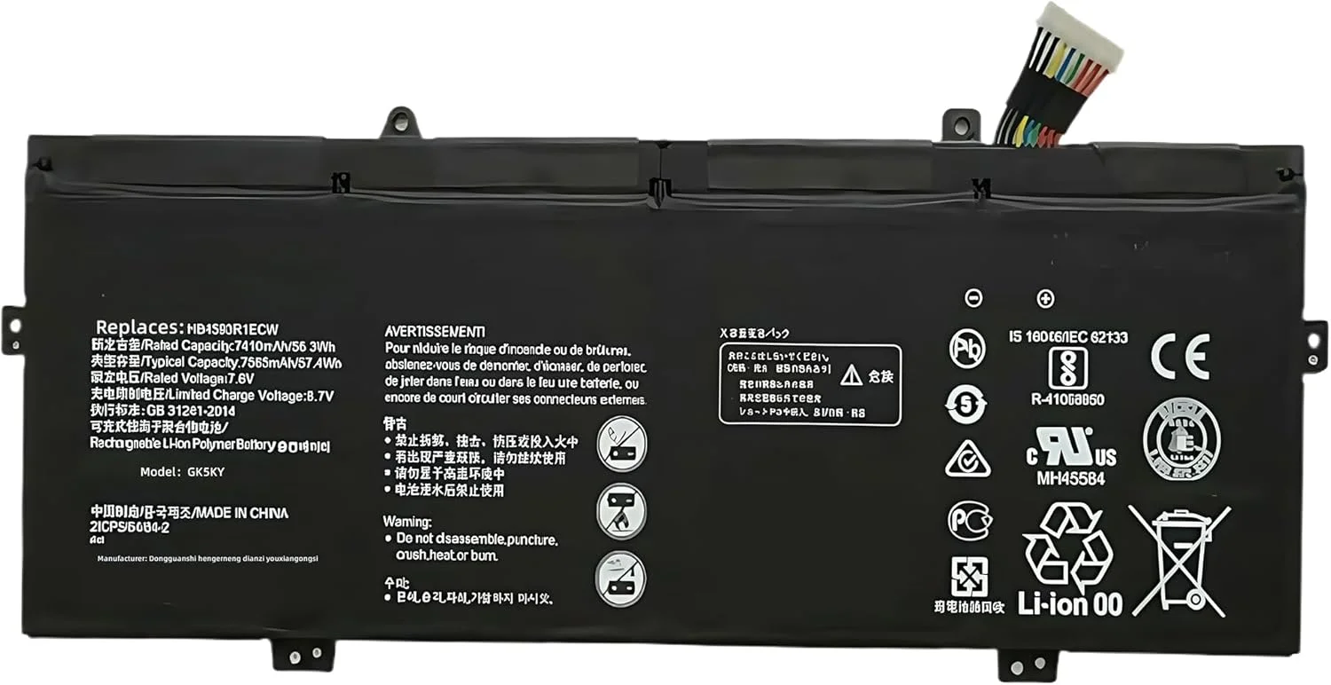 باتری لپ تاپ جایگزین 56.3WH HB4593R1ECW برای هوآوی Matebook X Pro i7 Mach-W29 2019 MACH-W19B MACH-W29C KPL-W00 KLV-W19 VLT-W60/50 برای MagicBook i5 8250U i7 8550U سری R5 با عملکرد بالا