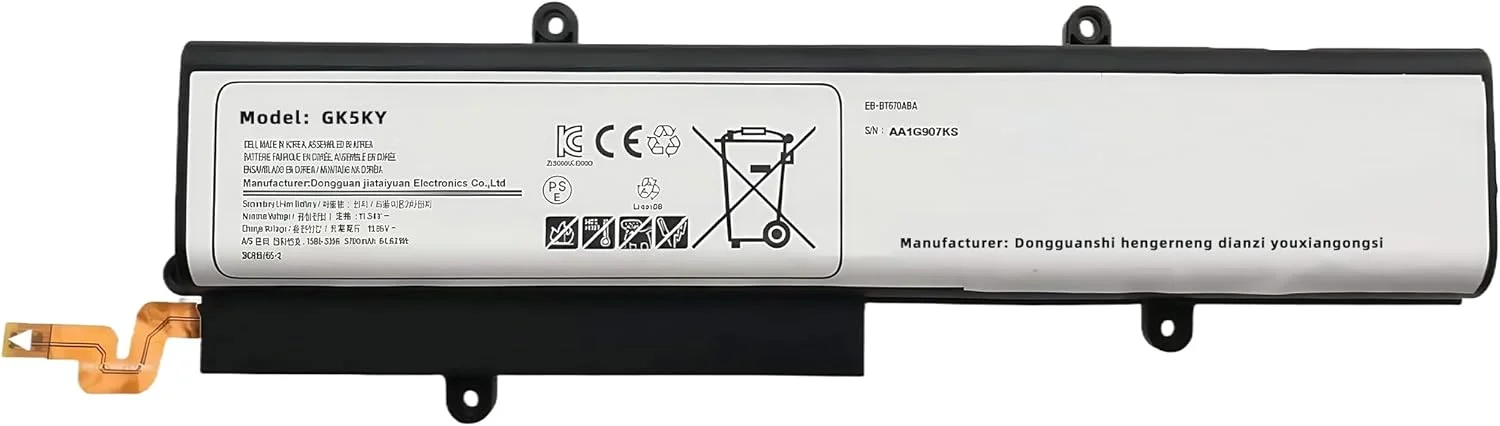 باتری لپ تاپ جایگزین EB-BT670ABA EB-BT670ABE با ظرفیت 64.64Wh برای Samsung Galaxy View 18.4" SM-T670 Series AA2HC15BS AA2GB07BS AA2GA26BS AA2GC05BS AA2GB07B AA1G907KS AA1GA02BS AA2GC16BS با عملکرد بالا