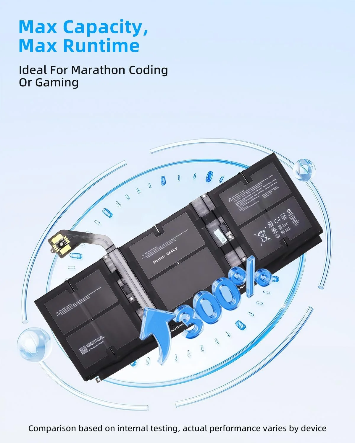 باتری جایگزین 45.8Wh G3HTA057H G3HTA058H برای لپ تاپ مایکروسافت سرفیس، مدل 15 اینچی سری 1872 1873، 7.58 ولت، 6041 میلی آمپر ساعت (مناسب برای سرفیس لپ تاپ 3 13.5 اینچی نیست) با عملکرد بالا