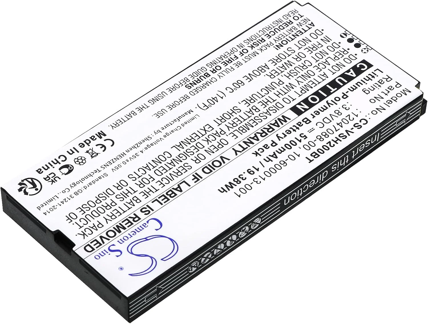 باتری جایگزین Cameron Sino CS برای پنل کنترل Vivint Smart Hub، مدل VS-SH2000-C00