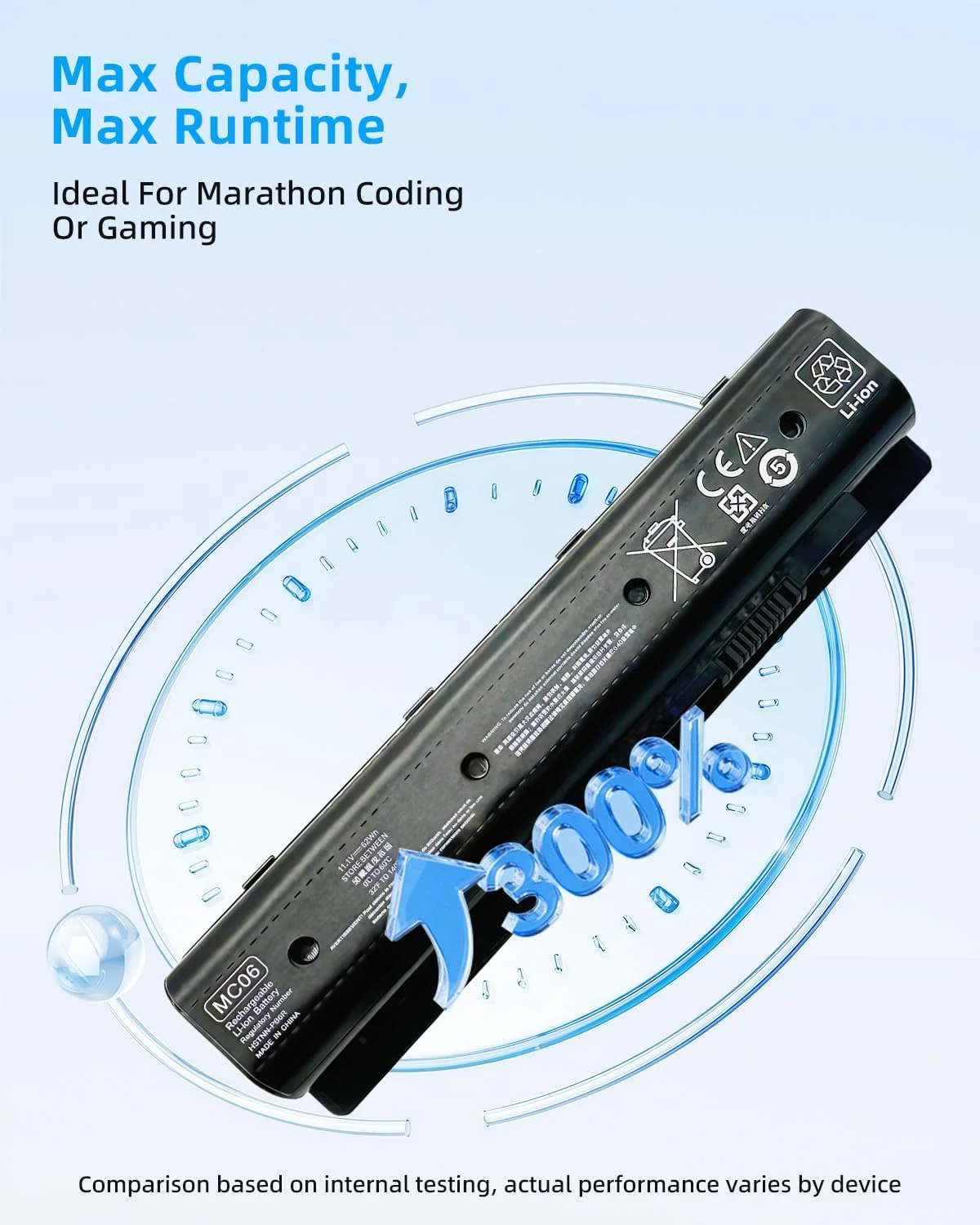 باتری لپ تاپ 62Wh MC06 سازگار با لپ تاپ های Hp Envy 15 17 15-ae100 17-n000 TPN-C123 15-ae100na Series HSTNN-PB6R HSTNN-PB6L MC04 807231-001 804073-851 805095-001 806953-851 11.1V 5100mAh با عملکرد بالا