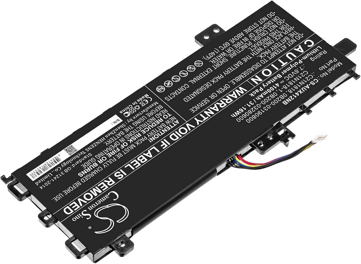 باتری جایگزین جدید Cameron Sino CS برای A412FA, A412UA, A412UB, F412DA, F412FA, F412UA, VivoBook P3500FA, Y4100FA (4100mAh) 0B200-03280600, C21N1818, C21N1818-1, C21N1818-3, C21PPJH