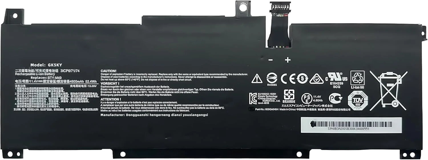 باتری لپ تاپ 52.4Wh BTY-M49 جایگزین برای MSI Modern 14 B4M B4MW B10M B10RAS B10RASW B10RBS B11MW B11SB Prestige 14 A10M A10RAS A10RB A10RD A10SC A11MT Summit E14 A11SCS A11SCST با عملکرد بالا باتری لپ تاپ 52.4Wh BTY-M49 جایگزین برای MSI Modern 14 B4M B4MW B10M B10RAS B10RASW B10RBS B11MW B11SB Prestige 14 A10M A10RAS A10RB A10RD A10SC A11MT Summit E14 A11SCS A11SCST با عملکرد بالا