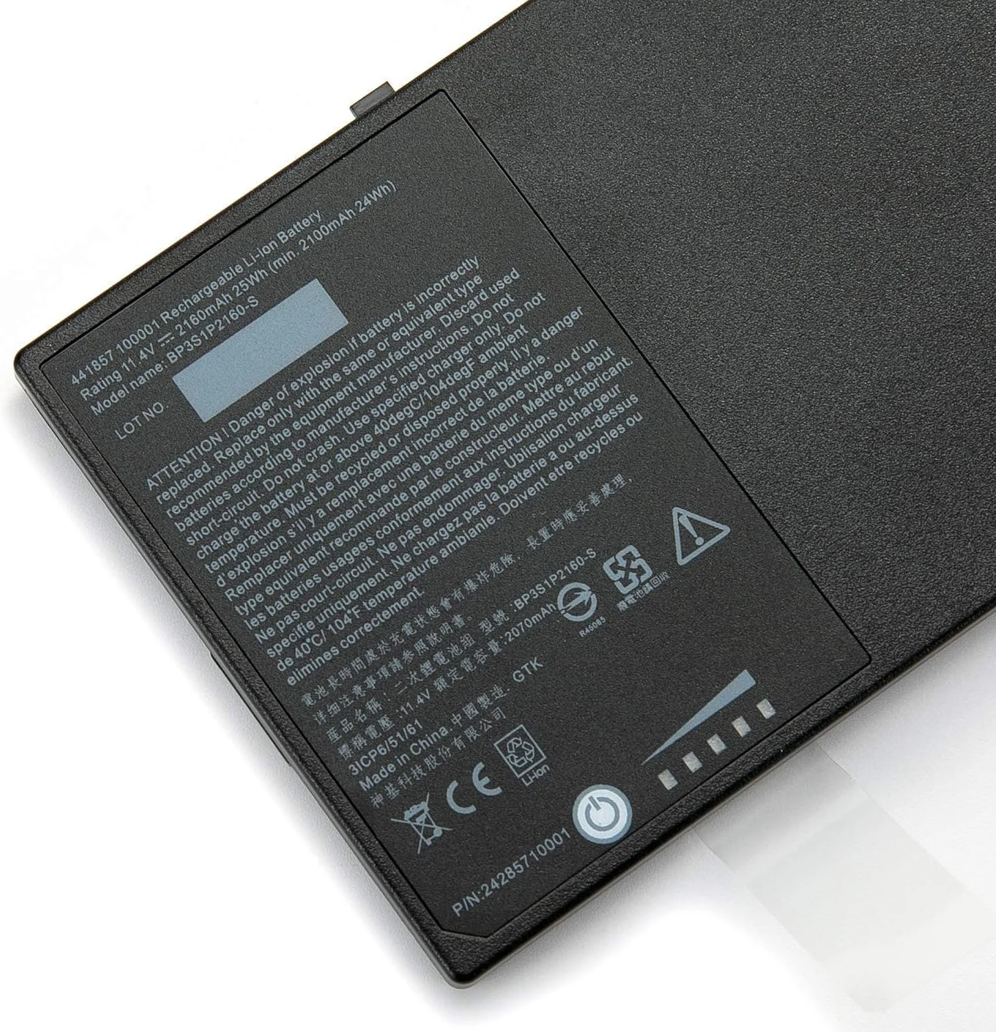 باتری لپ تاپ جایگزین BP3S1P2160 F110 11.4V 25Wh 2160mAh سازگار با تبلت Getac F110 مدل BP3S1P2160-S 441857100001 3ICP6/51/61