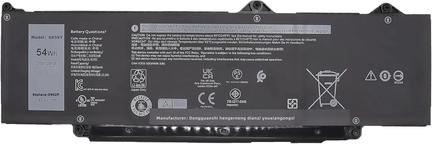 باتری لپ تاپ 54Wh DR02P جایگزین برای دل برای سری های Latitude 5350 5440 5450 5540 5550 7455 3340 3440 3450 3540 3550 برای Precision 3480 3490 3580 02X1V9 2X1V9 RXF9T 803W6 WYJ45 با عملکرد بالا باتری لپ تاپ 54Wh DR02P جایگزین برای دل برای سری های Latitude 5350 5440 5450 5540 5550 7455 3340 3440 3450 3540 3550 برای Precision 3480 3490 3580 02X1V9 2X1V9 RXF9T 803W6 WYJ45 با عملکرد بالا