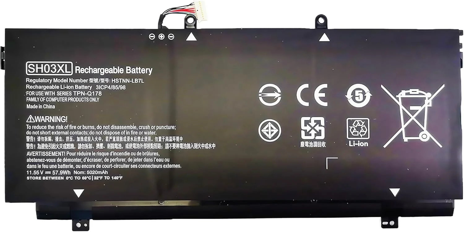 باتری لپ تاپ 59Wh SH03XL برای HP Spectre X360 13-W023DX 13-AC001NA 13-AC013DX 13-AC033DX 13-AC037TU 13-AC052NA 13-W013DX 13-W031NG 13-W002NG 13-W003NG سری HSTNN-LB7L TPN-Q178 با عملکرد بالا باتری لپ تاپ 59Wh SH03XL برای HP Spectre X360 13-W023DX 13-AC001NA 13-AC013DX 13-AC033DX 13-AC037TU 13-AC052NA 13-W013DX 13-W031NG 13-W002NG 13-W003NG سری HSTNN-LB7L TPN-Q178 با عملکرد بالا