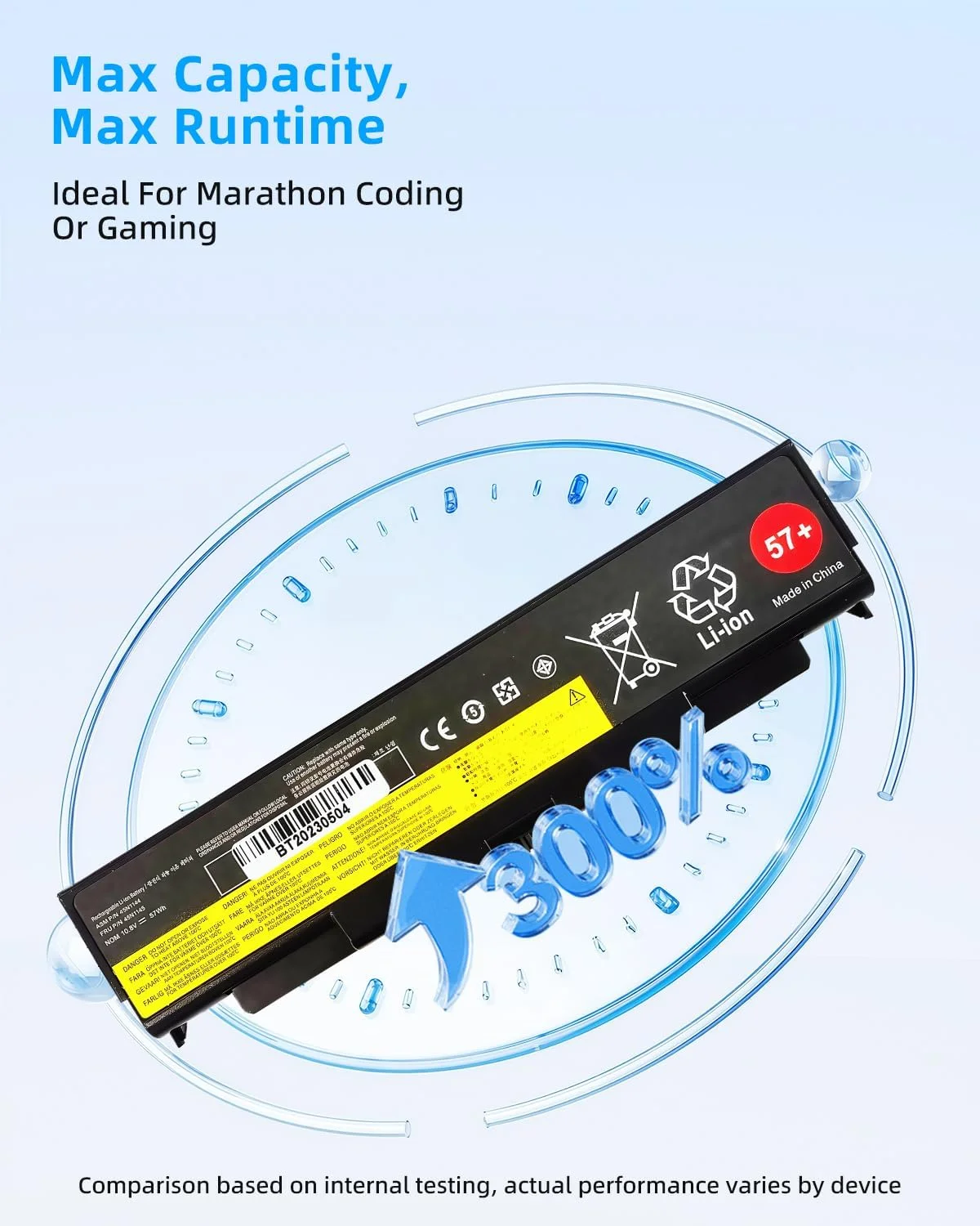 باتری لپ تاپ 57Wh 57+ 45N1144 45N1145 45N1146 45N1147 45N1148 45N1149 45N1162 45N1163 0C52863 برای لپ تاپ های سری Lenovo Thinkpad L440 L540 T440P T540P W540 [10.8V 57Wh 5200mAh] با عملکرد بالا