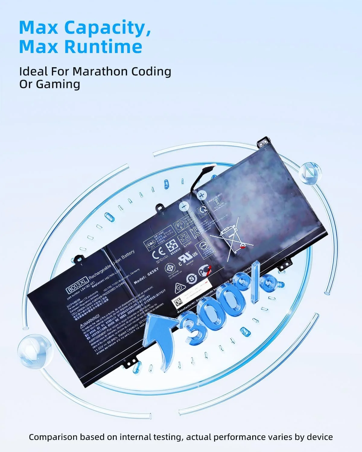 باتری لپ تاپ 60.9Wh BC03XL L84182-421 برای HP Pro C640 برای Chromebook X360 14C-CA0053DX 14C-CAO000 14C-CAO0OOND 14C-CAO001ND 14C-CA0001TU 14C-CAO002ND 14C-CAO003NA سری L84398-005 با عملکرد بالا