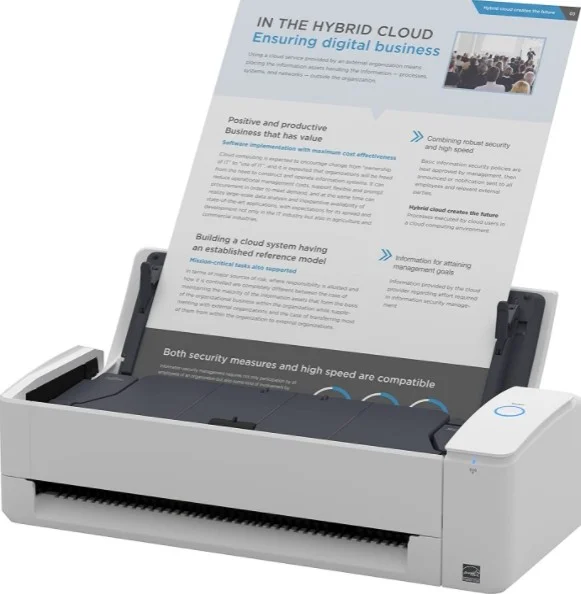 اسکنر اسنپ‌اسکن iX1300 ریکو، اسکنر اسناد و مدارک وای‌فای فشرده، رزولوشن 600 DPI، باند فرکانسی 2.4 گیگاهرتز / 5 گیگاهرتز، ADF، 3 LED رنگی، سرعت اسکن 30 صفحه در دقیقه، برای مک / کامپیوتر، سفید | PA03805-B001