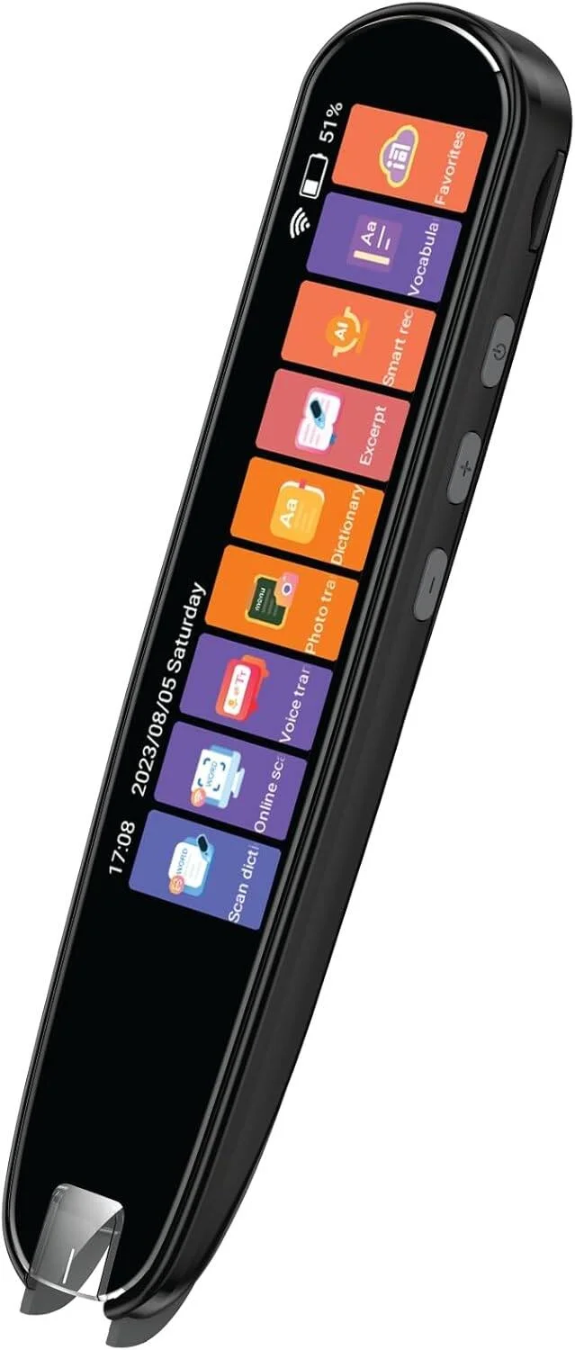 قلم مترجم گرین لاین با باتری 1000 میلی آمپر ساعت، دیکشنری و واژگان، اسکنر ماکرو 2 مگاپیکسلی، رابط صفحه لمسی، ترجمه صوتی، ترجمه عکس، ورودی کارت TF، ضبط هوشمند - مشکی