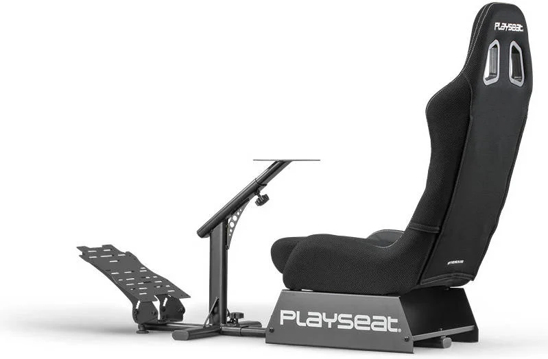 صندلی مسابقه پلی سیت Evolution، جنس ActiFit مشکی، صفحه فرمان و پدال قابل تنظیم، کاملاً قابل تنظیم، طراحی تاشو ثبت شده، سازگار با تمام فرمان ها و پدال ها، مشکی | REM00202