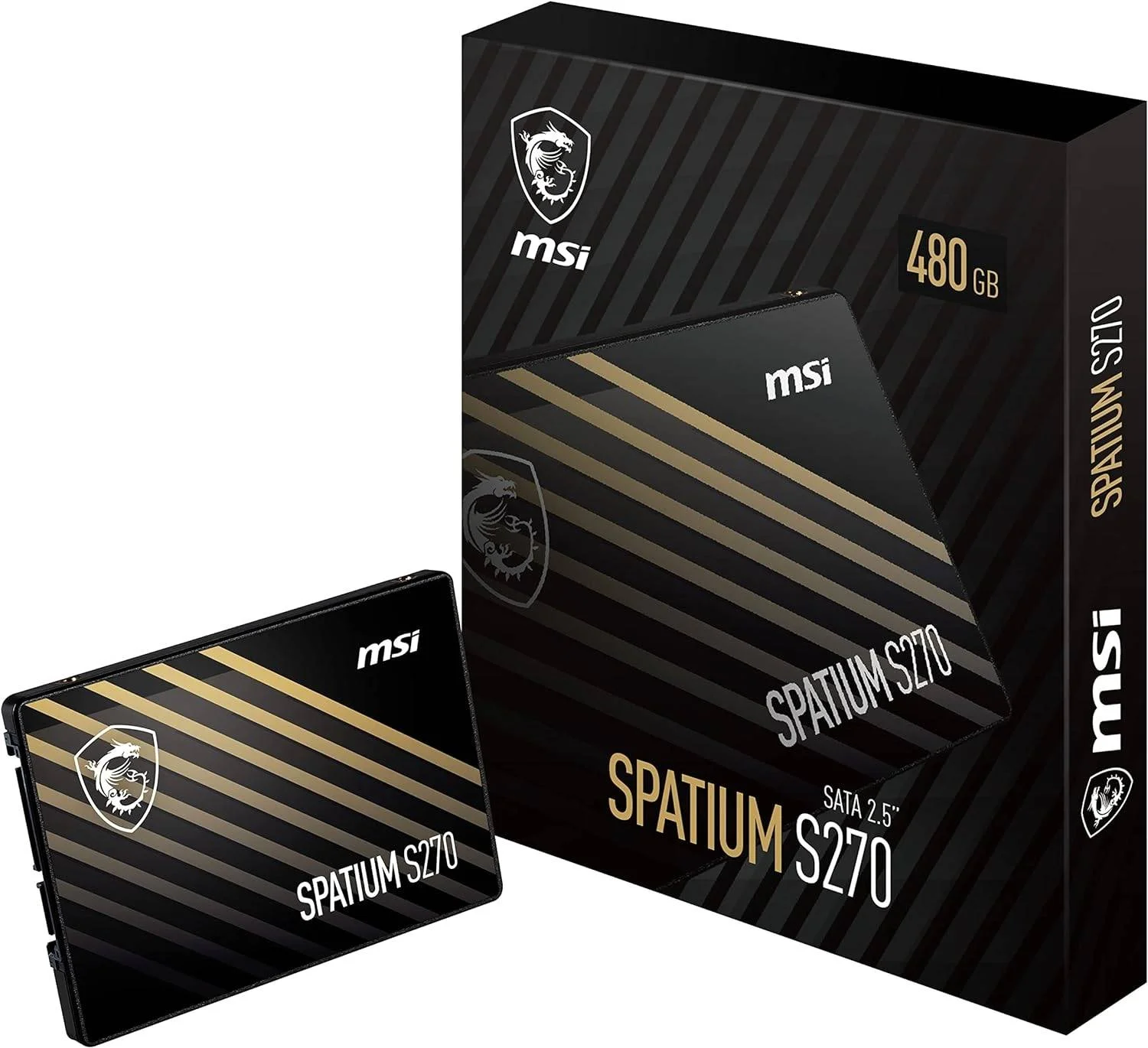 حافظه اس اس دی اینترنال MSI Spatium S270 SATA III 2.5 اینچی، ظرفیت 480 گیگابایت، سرعت خواندن ترتیبی تا 500 مگابایت بر ثانیه و سرعت نوشتن ترتیبی 450، کنترلر Phison S11، فناوری 3D NAND، مشکی | S78-440E350-P83