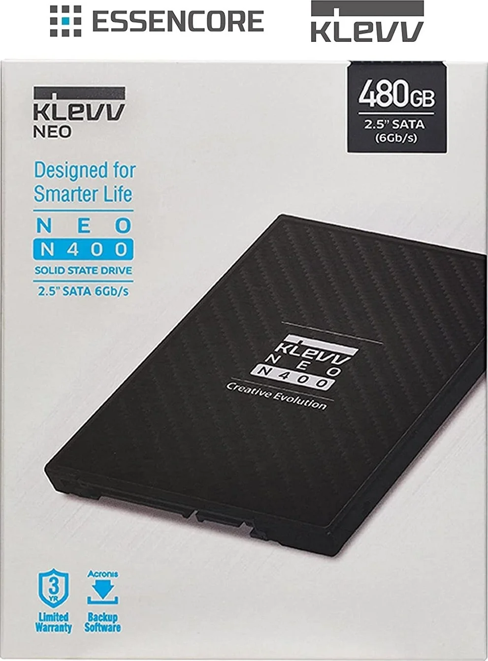 درایو حالت جامد داخلی 480 گیگابایتی Klevv Neo N400 NAND 2.5 اینچی، SATA Revision 3.2 6Gb/s، سرعت خواندن ترتیبی تا 500 مگابایت بر ثانیه، 200 TBW، مشکی | K480GSSDS3-N40