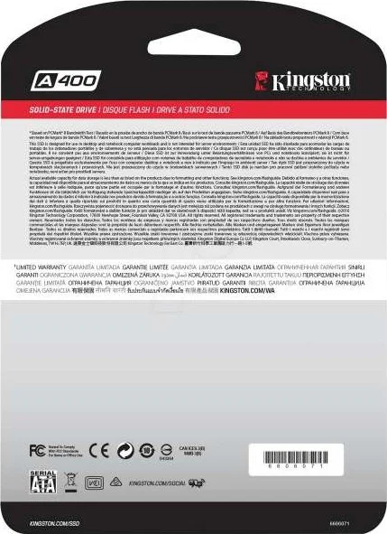 درایو حالت جامد داخلی 120 گیگابایتی کینگستون مدل A400 SATA III 2.5 اینچی | SA400S37/120G