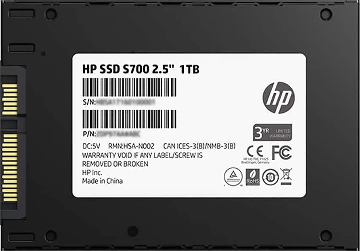 درایو حالت جامد داخلی HP S700 2.5 اینچی 1 ترابایتی SATA III 3D NAND (SSD) | 6MC15AA