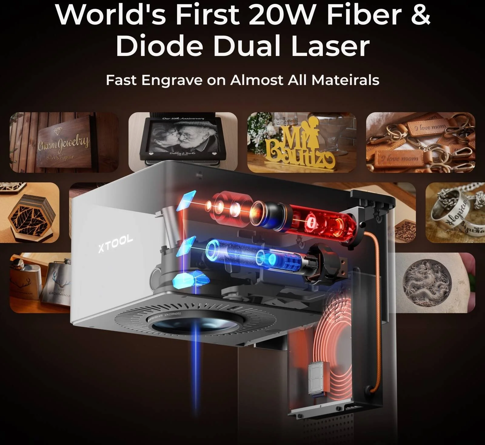 دستگاه حکاکی لیزری دوگانه xTool F1 Ultra 20W فیبر + دیود، سرعت 10000mm/s، حکاکی عمیق فلزات، برش نازک و پردازش خودکار دستهای با محفظه ایمنی | F1 Ultra دستگاه حکاکی لیزری دوگانه xTool F1 Ultra 20W فیبر + دیود، سرعت 10000mm/s، حکاکی عمیق فلزات، برش نازک و پردازش خودکار دستهای با محفظه ایمنی | F1 Ultra