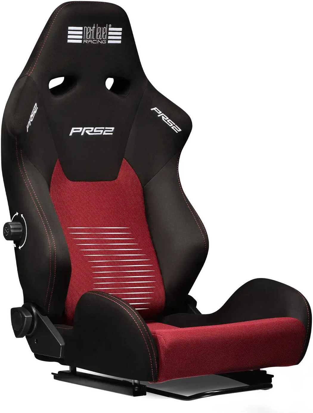 صندلی مسابقه ای Next Level Racing PRS2، صندلی سطلی فراگیر، لغزنده های دوگانه صندلی، توری عملکردی تنفسی، پشتیبانی قابل تنظیم کمر، حداکثر وزن 150 کیلوگرم، مشکی / قرمز | NLR-E058