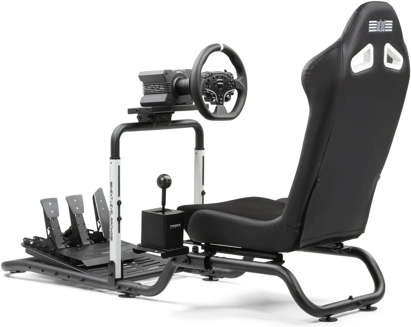 کاکپیت مسابقه ای Next Level Racing Victory، صندلی مسابقه ای چرم PU و جیر، پشتیبانی از ویل بیس تا 10 N.m، مسابقات شبیه ساز GT، مشکی | NLR-S042