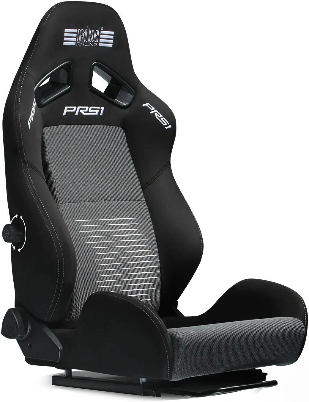 صندلی مسابقه ای Next Level Racing PRS1، صندلی سطلی فراگیر، لغزنده های دوگانه صندلی، توری تنفسی عملکردی، پشتیبانی قابل تنظیم کمر، حداکثر وزن 150 کیلوگرم، مشکی | NLR-E057