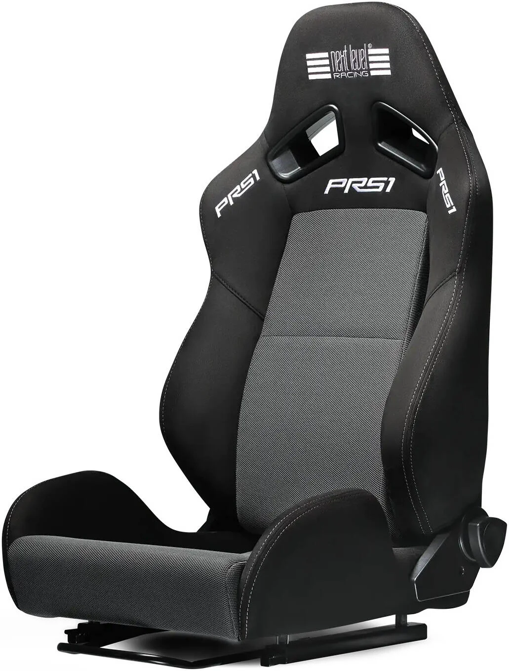 صندلی مسابقه ای Next Level Racing PRS1، صندلی سطلی فراگیر، لغزنده های دوگانه صندلی، توری تنفسی عملکردی، پشتیبانی قابل تنظیم کمر، حداکثر وزن 150 کیلوگرم، مشکی | NLR-E057