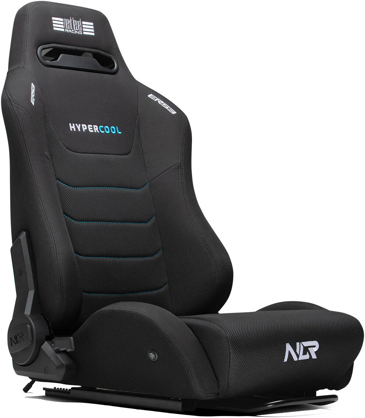 صندلی مسابقه سیم‌کارت خنک‌شونده Next Level Racing ERS3 HYPERCOOL، خنک‌کننده فعال 6 منطقه‌ای، لغزنده‌های صندلی دوتایی از پیش نصب‌شده، روکش توری SIMAERO ممتاز، مکانیزم تکیه‌گاه دوتایی، مشکی | NLR-E063