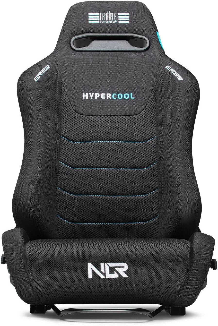 صندلی مسابقه سیم‌کارت خنک‌شونده Next Level Racing ERS3 HYPERCOOL، خنک‌کننده فعال 6 منطقه‌ای، لغزنده‌های صندلی دوتایی از پیش نصب‌شده، روکش توری SIMAERO ممتاز، مکانیزم تکیه‌گاه دوتایی، مشکی | NLR-E063