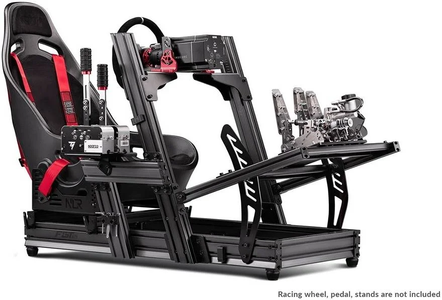 صندلی مسابقه شبیه ساز Next Level Racing Elite ES1، پلیمر قالب گیری شده چرخشی پنج محوره، فوم قالب گیری شده PU، روکش جیر ممتاز، مشکی/قرمز | NLR-E011