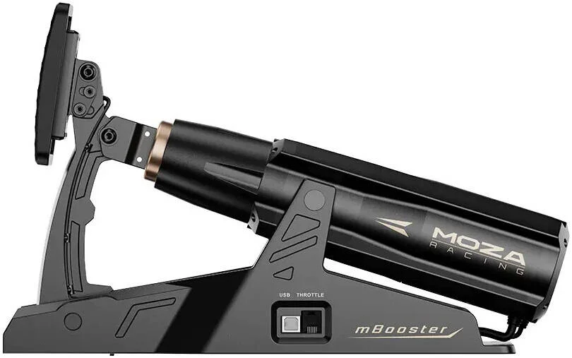 پدال فعال MOZA mBooster با فیدبک دینامیکی واقع‌گرایانه، انکودر مغناطیسی 21 بیتی با وضوح بالا، الگوریتم فیوژن سنسور، موتور با چگالی گشتاور بالا، سیستم درایو پیشرفته | mBooster-A-P