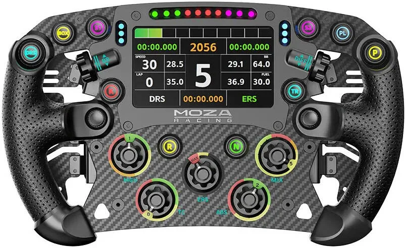 فرمان مسابقه فرمول MOZA FSR2، فرمان 280 میلی‌متری به سبک فرمول، آلیاژ آلومینیوم درجه هوافضا، فیبر کربن با ضخامت 5 میلی‌متر، صفحه نمایش لمسی 4.3 اینچی | FSR2