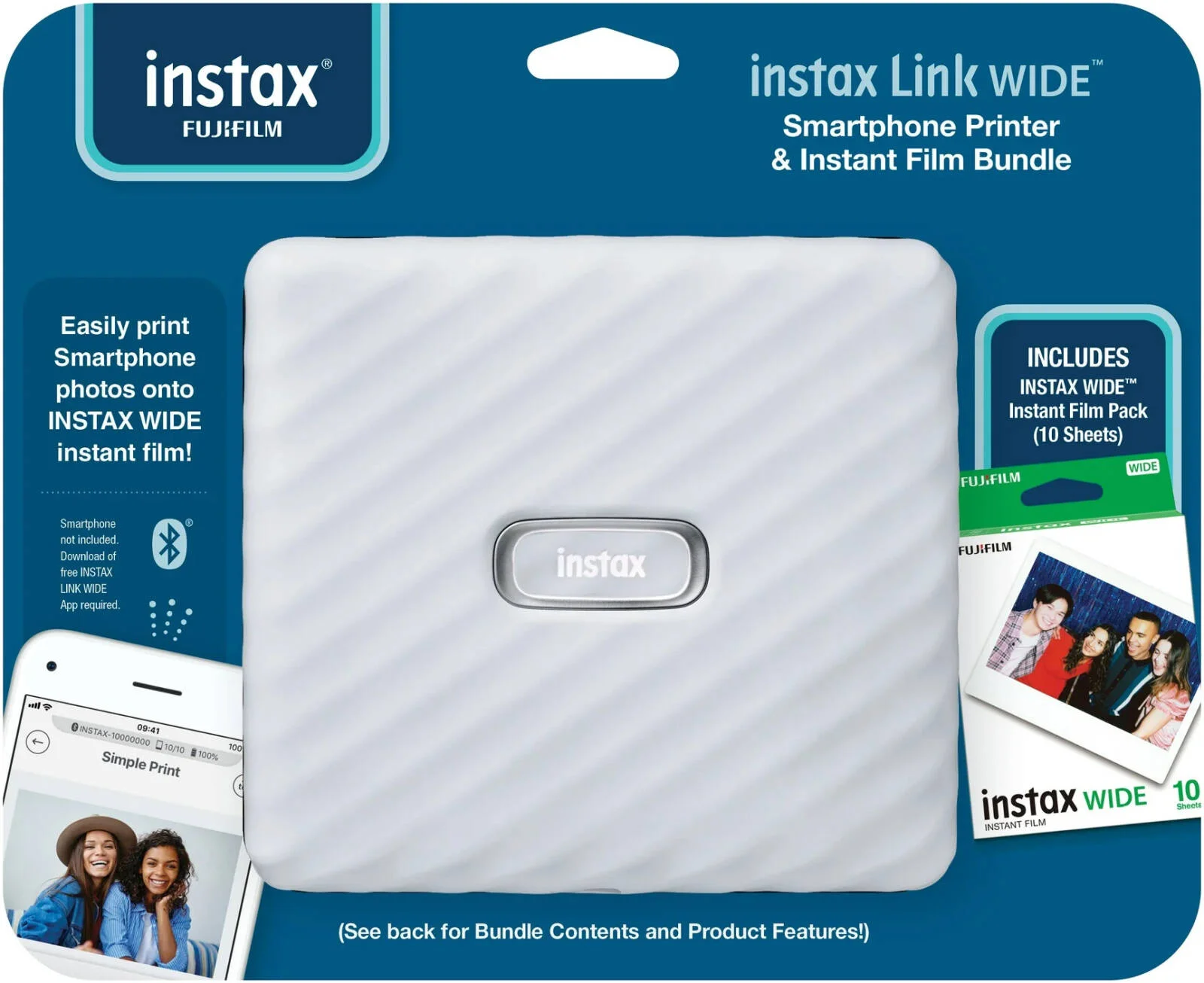 چاپگر عکس فوری گوشی هوشمند فوجی‌فیلم Instax Link Wide به همراه بسته فیلم فوری، حالت چاپ QR، بیش از 30 قالب قابل ویرایش، چاپ چندگانه، عکس‌های 3 در 5 اینچ، سفید خاکستری | 600022949