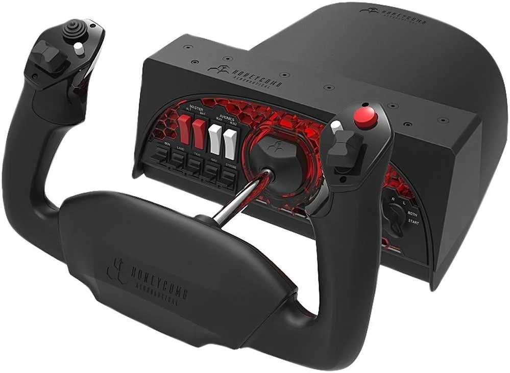 اهرم کنترل پرواز و پنل سوییچ آلفا هانی‌کامب، سوییچ هشت جهته، سوییچ موشکی دو جهته، استارت پنج حالته، چرخش 180 درجه ای یوک، (سازگار با ویندوز PC و مک، مشکی | SB003011)