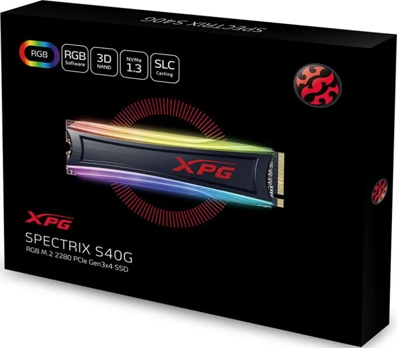 ای‌دیتا XPG Spectrix RGB Gaming SSD S40G Series 4 ترابایت اینترنال PCIe Gen3X4 M.2 2280 (NVMe)، اس‌اس‌دی اینترنال، سرعت خواندن 3500 مگابایت بر ثانیه، سرعت نوشتن 3000 مگابایت بر ثانیه | AS40G-4TT-C