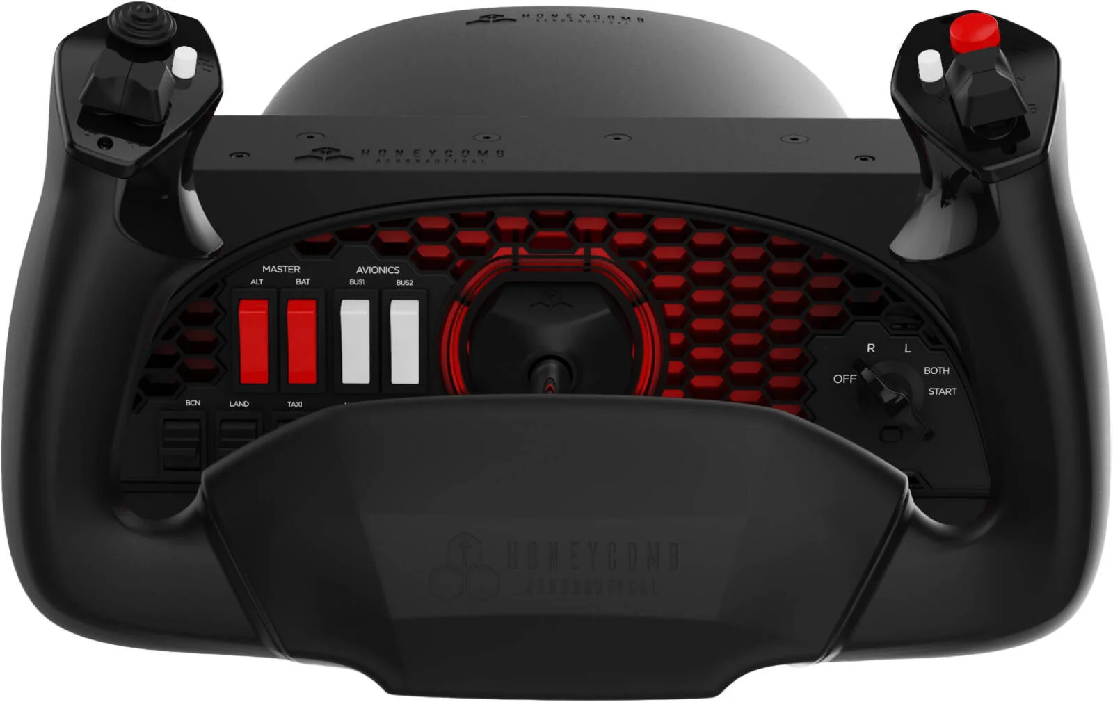 مجموعه دسته خلبانی آلفا و پنل سوییچ هانی‌کامب اروناتیکال + اهرم گاز براوو به همراه پدال‌های رادِر چارلی