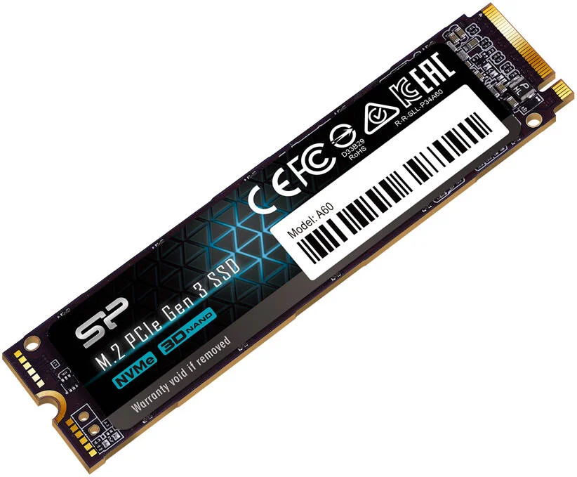 حافظه اس اس دی اینترنال Silicon Power P34A60 با ظرفیت 512 گیگابایت، PCIe M.2 NVMe، سرعت خواندن تا 2200 مگابایت بر ثانیه و سرعت نوشتن 1600 مگابایت بر ثانیه، فناوری 3D NAND، کش SLC، 2 میلیون ساعت MTBF | P34A60