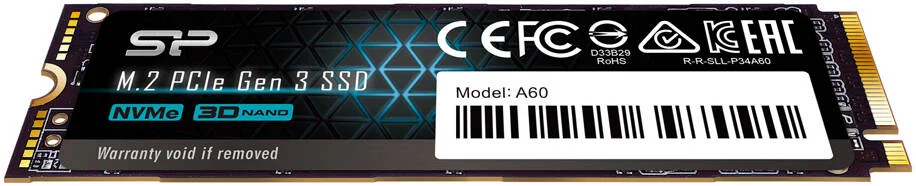حافظه اس اس دی اینترنال Silicon Power P34A60 با ظرفیت 512 گیگابایت، PCIe M.2 NVMe، سرعت خواندن تا 2200 مگابایت بر ثانیه و سرعت نوشتن 1600 مگابایت بر ثانیه، فناوری 3D NAND، کش SLC، 2 میلیون ساعت MTBF | P34A60