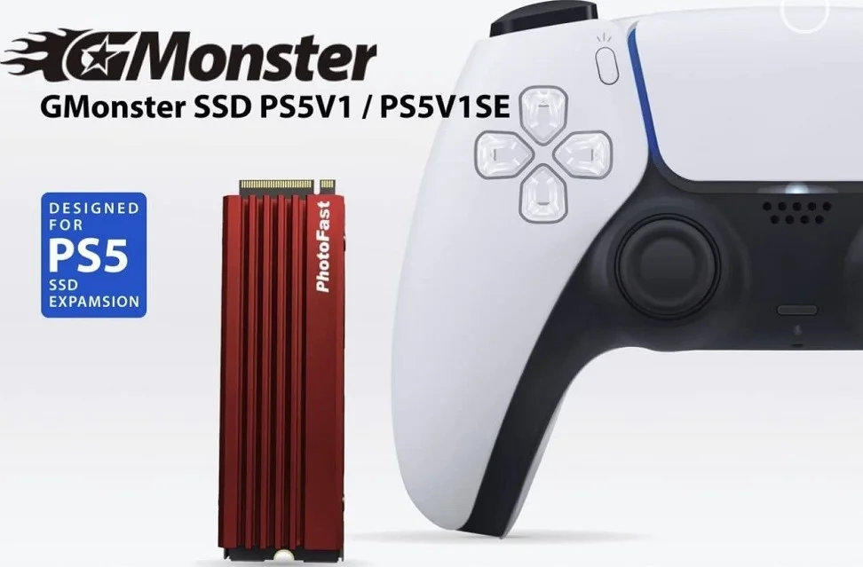 حافظه اس اس دی اینترنال گیمینگ فوتوفست GMonster PS5V1SE با ظرفیت 1 ترابایت - PCIe GEN 4x4 با سرعت تا 5600 مگابایت بر ثانیه، M.2 NVMe SSD به همراه هیت سینک برای پلی استیشن 5 (PS5)، قرمز / مشکی | PS5A010074