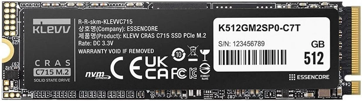 درایو حالت جامد داخلی Klevv Cras C715 M.2 NVMe PCIe Gen3x4، ظرفیت 512 گیگابایت، سرعت خواندن ترتیبی 3200 مگابایت بر ثانیه و سرعت نوشتن ترتیبی 2000 مگابایت بر ثانیه، استقامت 300 ترابایت نوشته شده، فلش 3D TLC NAND | K512GM2SP0-C7 درایو حالت جامد داخلی Klevv Cras C715 M.2 NVMe PCIe Gen3x4، ظرفیت 512 گیگابایت، سرعت خواندن ترتیبی 3200 مگابایت بر ثانیه و سرعت نوشتن ترتیبی 2000 مگابایت بر ثانیه، استقامت 300 ترابایت نوشته شده، فلش 3D TLC NAND | K512GM2SP0-C7