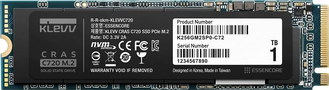 درایو حالت جامد داخلی Klevv Cras C720 M.2 NVMe، PCle Gen3 x4، یک ترابایت، 3D TLC Nand R/W، تا 3400 مگابایت بر ثانیه و 3100 مگابایت بر ثانیه | K01TBM2SP0-C72 درایو حالت جامد داخلی Klevv Cras C720 M.2 NVMe، PCle Gen3 x4، یک ترابایت، 3D TLC Nand R/W، تا 3400 مگابایت بر ثانیه و 3100 مگابایت بر ثانیه | K01TBM2SP0-C72