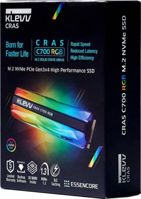 حافظه اس اس دی داخلی 240 گیگابایتی Klevv Cras C700 RGB، رابط NVMe PCIe Gen3x4، فرم فاکتور M.2 2280، عملکرد خواندن/نوشتن 1500 مگابایت بر ثانیه و 1000 مگابایت بر ثانیه، 100 ترابایت نوشته شده | K240GM2SP0-C7R حافظه اس اس دی داخلی 240 گیگابایتی Klevv Cras C700 RGB، رابط NVMe PCIe Gen3x4، فرم فاکتور M.2 2280، عملکرد خواندن/نوشتن 1500 مگابایت بر ثانیه و 1000 مگابایت بر ثانیه، 100 ترابایت نوشته شده | K240GM2SP0-C7R