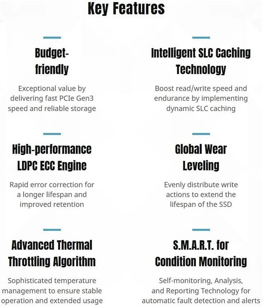 درایو حالت جامد داخلی Klevv Cras C715 M.2 NVMe PCIe Gen3x4، ظرفیت 512 گیگابایت، سرعت خواندن ترتیبی 3200 مگابایت بر ثانیه و سرعت نوشتن ترتیبی 2000 مگابایت بر ثانیه، استقامت 300 ترابایت نوشته شده، فلش 3D TLC NAND | K512GM2SP0-C7