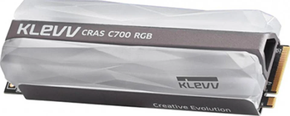 حافظه اس اس دی داخلی Klevv Cras C700 RGB با ظرفیت 480 گیگابایت، NVMe PCIe Gen3x4، فرم فاکتور M.2 2280، سرعت خواندن 1500 مگابایت بر ثانیه و نوشتن 1300 مگابایت بر ثانیه، 200 ترابایت نوشته شده | K480GM2SP0-C7R