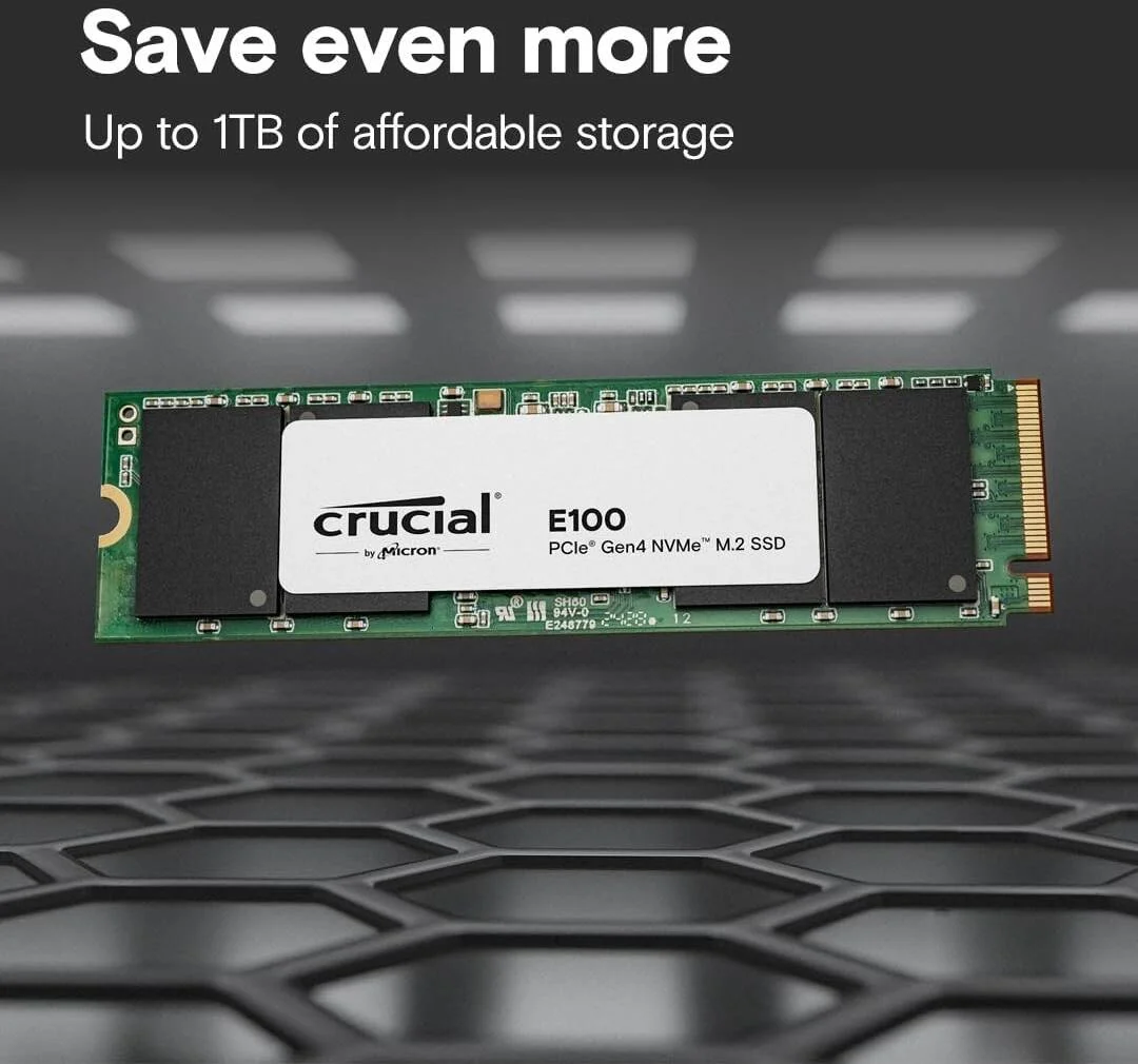 حافظه اس اس دی داخلی کروشیال E100 با ظرفیت 1 ترابایت، M.2 NVMe PCIe Gen4، سرعت تا 5,000 مگابایت بر ثانیه، سازگار با لپ تاپ و کامپیوتر، بادوام و قابل اعتماد | CT1000E100SSD8