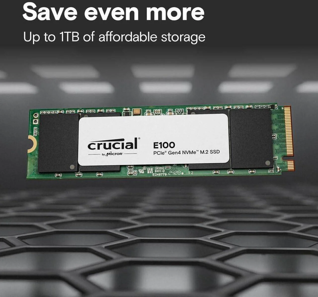 حافظه اس اس دی داخلی کروشیال Gen4 E100، ظرفیت ذخیره سازی 480 گیگابایت، فرم فاکتور M.2، فناوری 3D NAND، سرعت خواندن تا 4700 مگابایت بر ثانیه و سرعت نوشتن تا 2500 مگابایت بر ثانیه | CT480E100SSD8