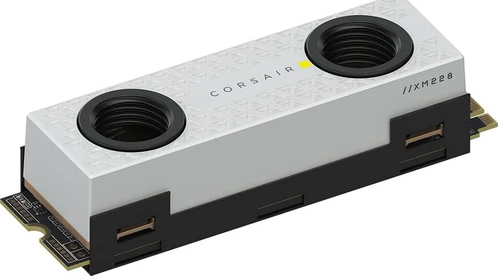 حافظه اس اس دی داخلی 2 ترابایتی Corsair MP600 Pro XT Hydro X Edition، 3D TLC NAND، سرعت خواندن تا 7100 مگابایت بر ثانیه، سرعت نوشتن تا 6800 مگابایت بر ثانیه، رابط PCIe Gen 4.0 x4، فرم فاکتور M.2 2280، سفید | CSSD-F2000GBMP600PHXTW