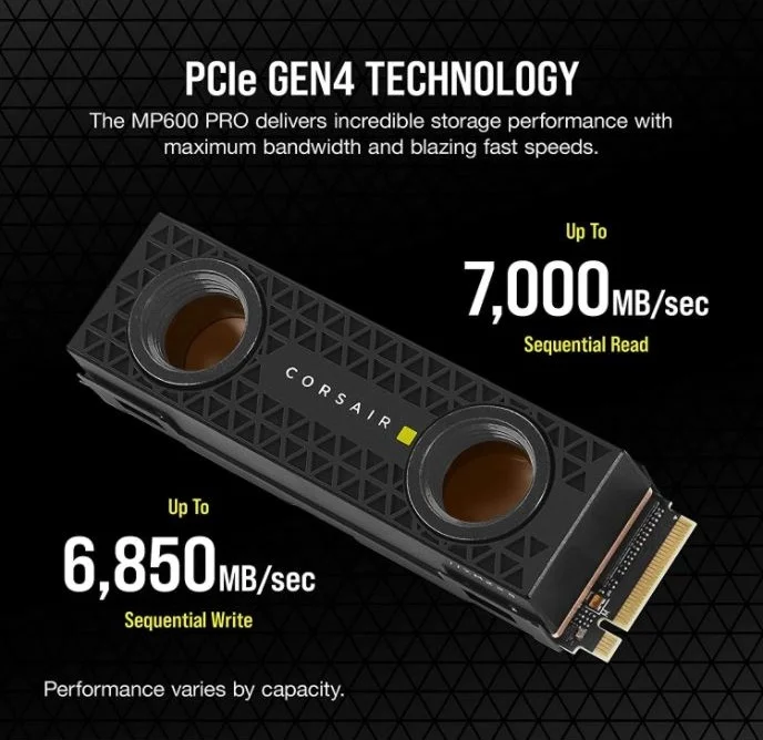 حافظه اس اس دی 2 ترابایتی Corsair MP600 Pro Hydro X Edition، Gen4 PCIe x4 NVMe M.2 – تراکم بالا TLC NAND – بلوک آبی Hydro X Series XM2 – فرم فاکتور M.2 2280 | CSSD-F2000GBMP600HXE