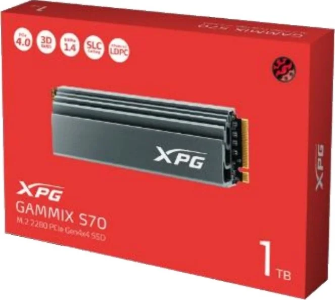 ای‌دیتا XPG GAMMIX S70 Blade 1TB PCIe SSD، Gen 4.0 x4 M.2 NVMe با حافظه کش DRAM و بدون هیت‌سینک، درایو حالت جامد | AGAMMIXS70B-1T-C