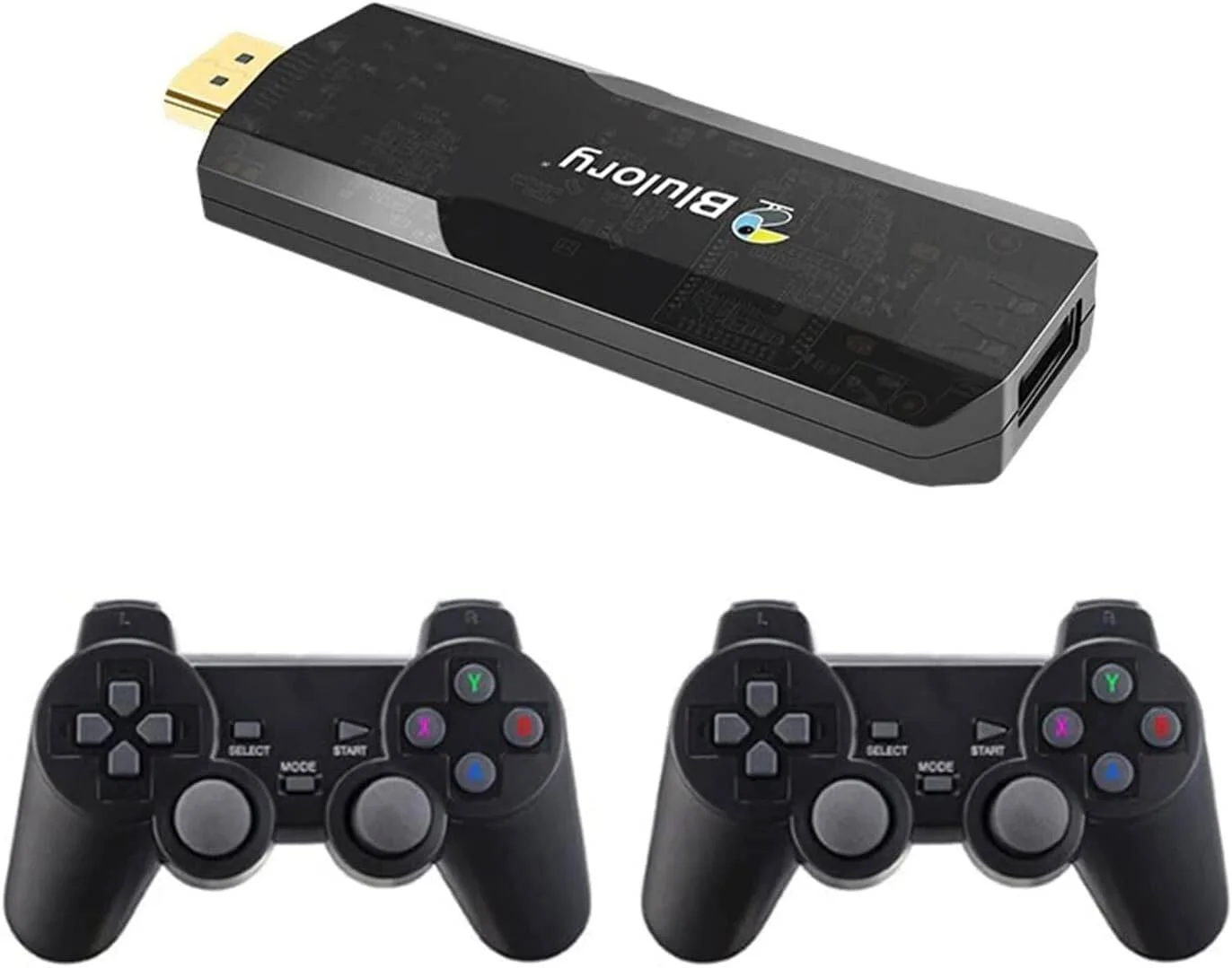 دانگل تلویزیون 4K Blulory مدل Game Stick به همراه گیم پد، اندروید تی وی 12.0، رم 1 گیگابایت، حافظه 8 گیگابایت، HDMI 2.0، پردازنده چهارهسته ای، پردازنده گرافیکی دوهسته ای، HDR 10+، 4Kp60، وای فای 2.4G+5GHz، نسخه گلوبال