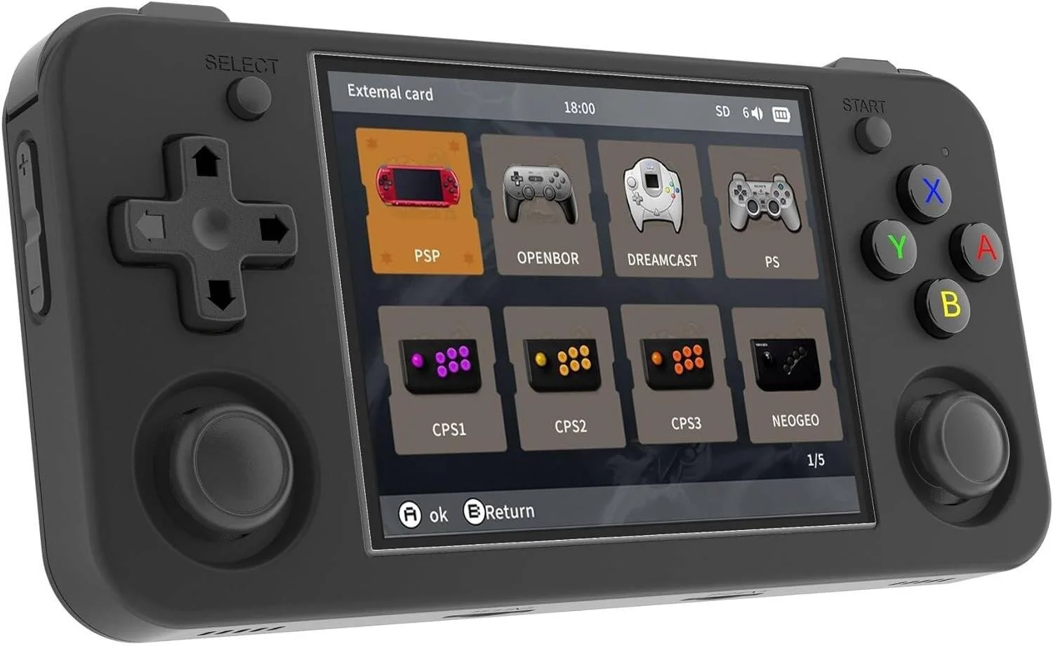 کنسول بازی دستی رترو ANBERNIC RG35XX H با 5000 بازی، صفحه نمایش 3.5 اینچی IPS OCA، تراشه سیستم لینوکس، H700 چهار هسته ای ARM Cortex-A53 1.5GHz، 64 گیگابایت، 3300mAh، مشکی | RG35XX H-BLK